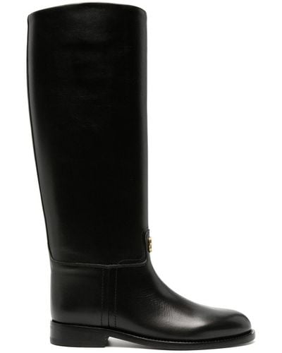 Bally Hollie Logo-plaque Leather Boots - Black