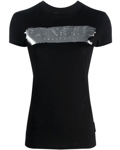 Philipp Plein Metallic Logo-print Stretch-cotton T-shirt - Black