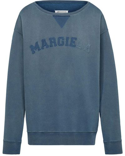 Maison Margiela Sweater Met Logoprint Van Biologisch Katoen - Blauw