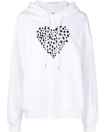 Moschino Jeans Heart-print Cotton Hoodie - White