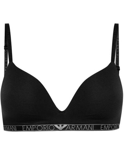 Emporio Armani Iconic Logo-underband Bra - Black