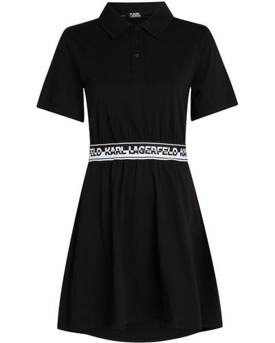 Karl Lagerfeld Logo-waistband Polo Minidress - Black