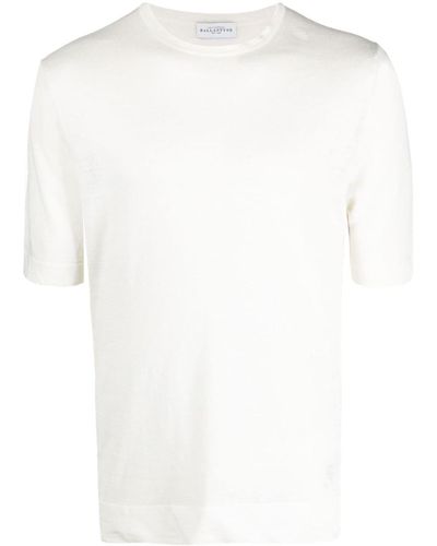 Ballantyne Crew-neck Short-sleeve Linen T-shirt - White