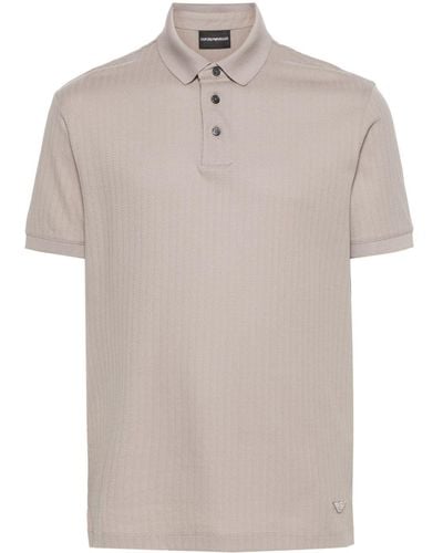 Emporio Armani Patterned-jacquard Cotton Polo Shirt - Brown
