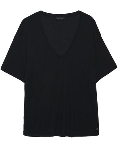 Anine Bing T-shirt Met V-hals - Zwart