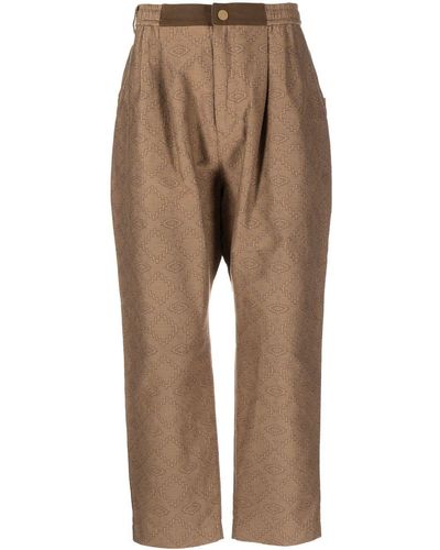White Mountaineering Geometric-print Tapered Pants - Natural