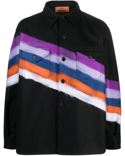 Missoni Brushed-effect Striped Shirt Jacket - Black