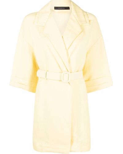 FEDERICA TOSI Belted Linen-blend Jacket - Yellow