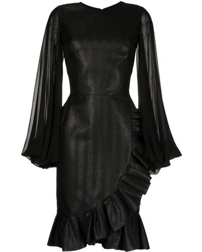 Saiid Kobeisy Ruffle-trim Long-sleeve Dress - Black