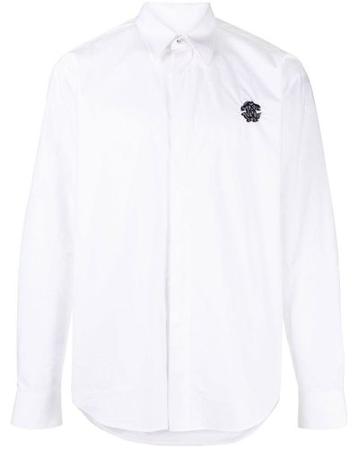 Roberto Cavalli Logo-embroidered Cotton Shirt - White