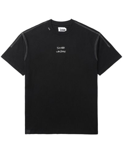 Izzue Slogan-print Cotton T-shirt - Black