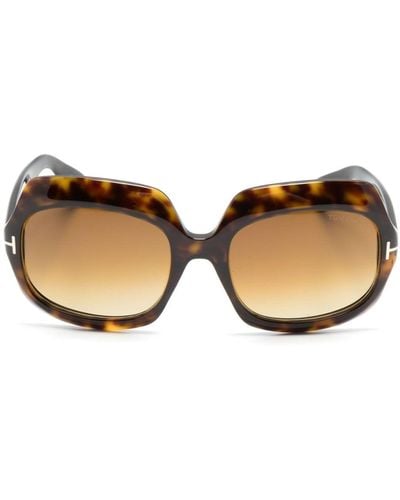 Tom Ford Tf1155 Rectangle-frame Sunglasses - Natural