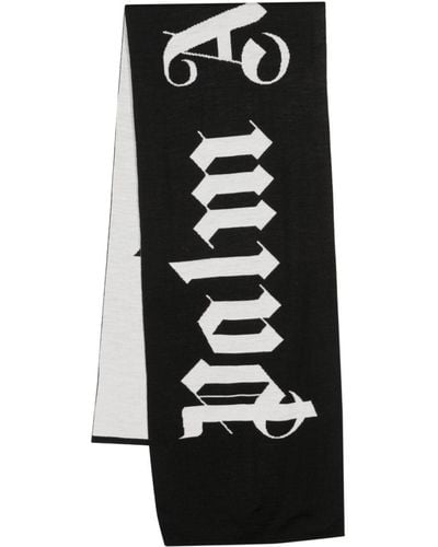 Palm Angels ロゴジャカード バイカラー スカーフ - ブラック