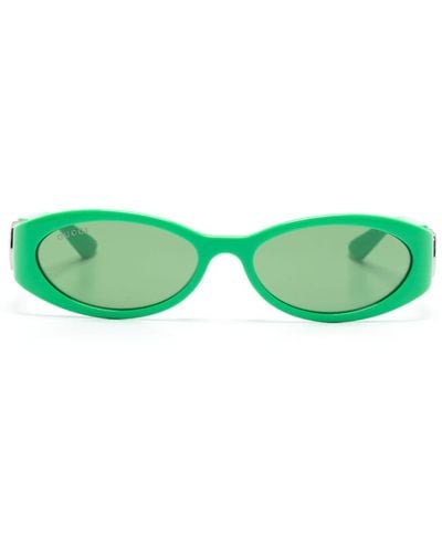 Gucci Interlocking G Oval-frame Sunglasses - Green