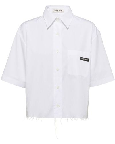 Miu Miu Raw-hem Poplin Shirt - White