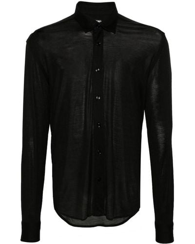 Tom Ford Long-sleeve Silk Shirt - Black
