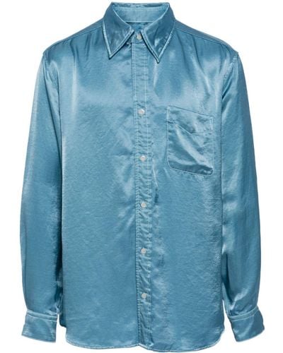 Toga Long-sleeved Satin Shirt - Blue
