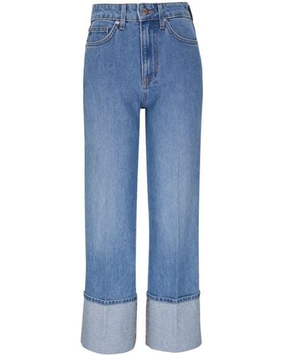 Veronica Beard Turn-up Cuff Straight-leg Jeans - Blue