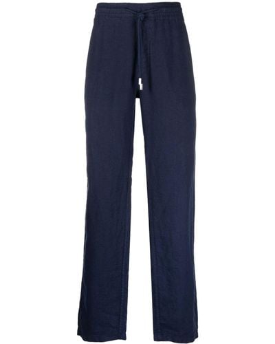 Vilebrequin Pantalon en lin à lien de resserrage - Bleu
