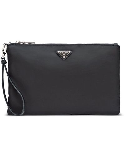 Prada Re-nylon Triangle-logo Clutch Bag - Black