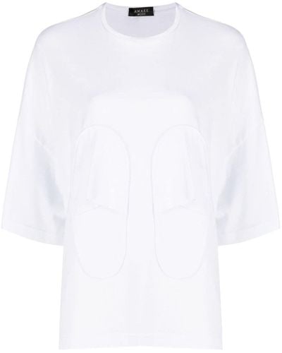 A.W.A.K.E. MODE T-shirt en coton biologique à détails de chaussons - Blanc