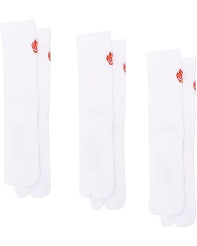 Maharishi Dragon-embroidered Tabi-toe Socks (pack Of Three) - White