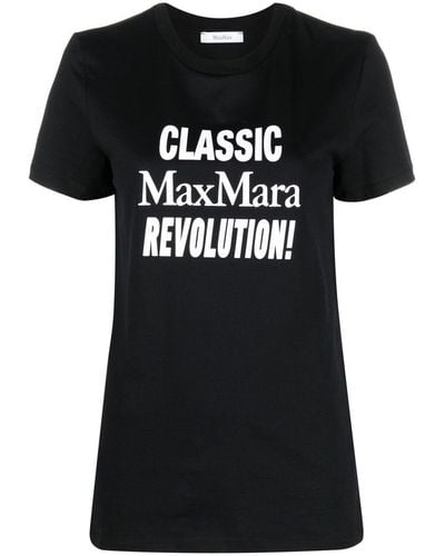 Max Mara T-Shirt mit Slogan-Print - Schwarz