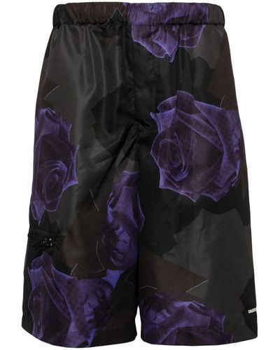 Undercover Rose-print Bermuda Shorts - Black