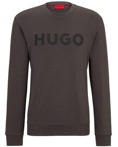 HUGO Logo-print Cotton Sweatshirt - Gray