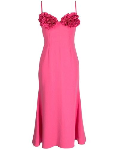 Rachel Gilbert Ruffle-detail Sleeveless Midi Dress - Pink