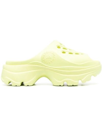 adidas By Stella McCartney Logo-embossed Perforated Clogs - Yellow