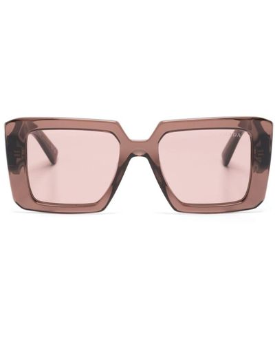 Prada Logo-print Square-frame Sunglasses - Pink