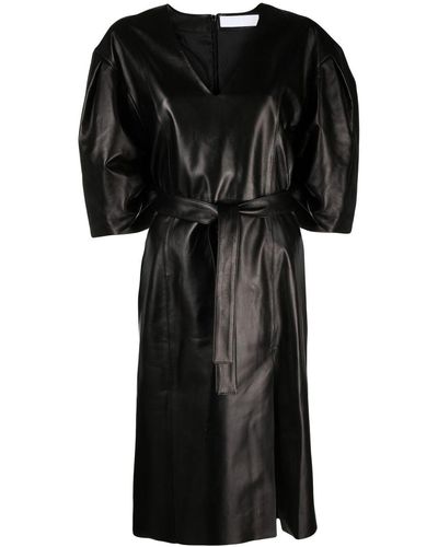 DROMe Belted Leather Dress - Black
