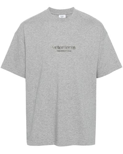 Vetements Rubberised-logo Cotton T-shirt - Grey