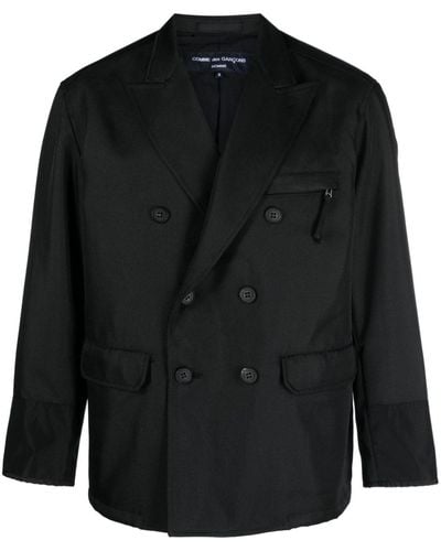 Comme des Garçons Panelled Twill Double-breasted Blazer - Black