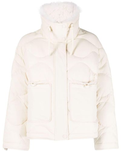 Yves Salomon High-neck Quilted Jacket - Natural