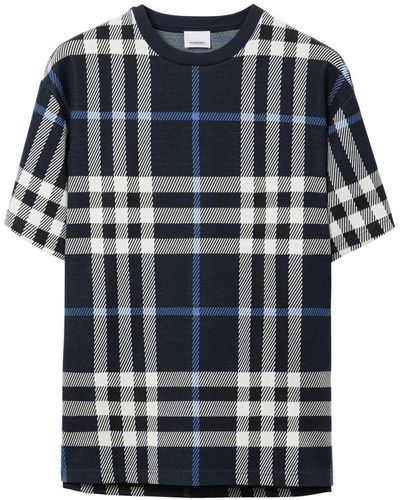 Burberry Ferrybridge Check-patterned Boxy-fit Cotton-knit T-shirt - Black