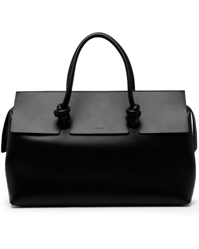 Jil Sander Knot Leather Tote Bag - Black