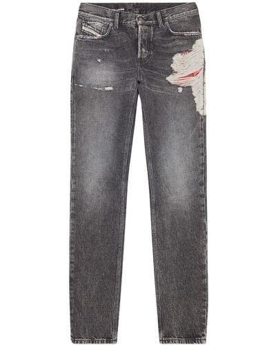 DIESEL Gerade Jeans mit Distressed-Detail - Grau