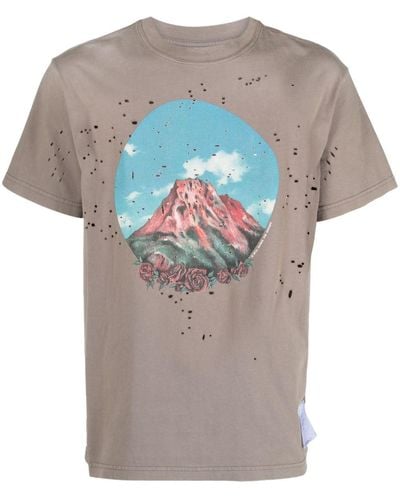 Satisfy プリント Tシャツ - グレー