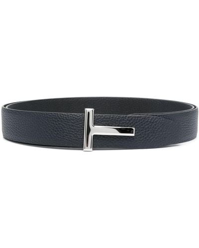 Tom Ford T-buckle Reversible Leather Belt - Black