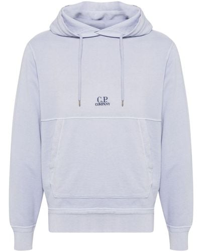 C.P. Company Logo-embroidered Cotton Hoodie - Blue