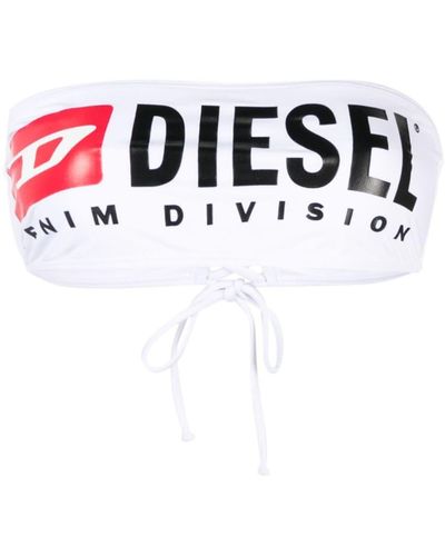 DIESEL Bfb-bryna Logo-print Bikini Top - White