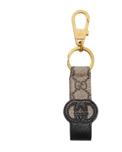 Gucci Porte-clés en cuir à patch GG - Blanc