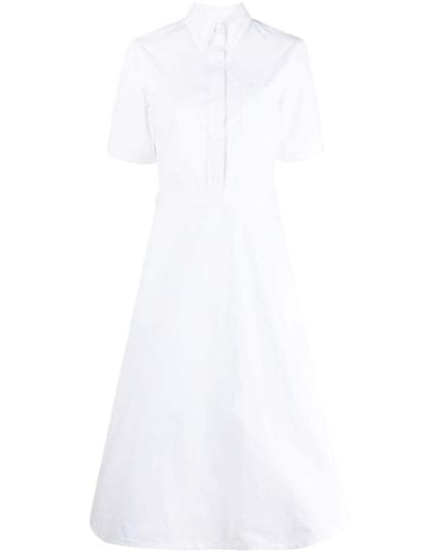 Thom Browne A-line Cotton Shirt Dress - White