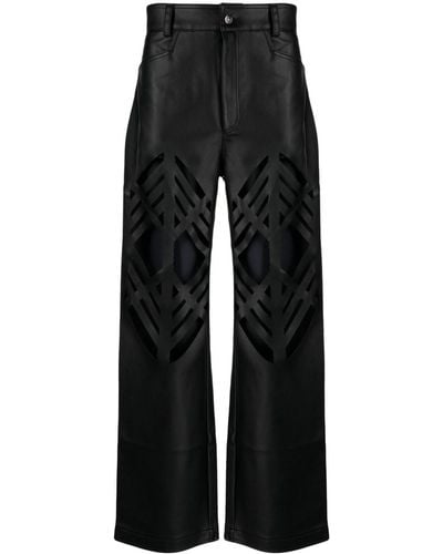 AV VATTEV Laser-cut straight-leg trousers - Negro