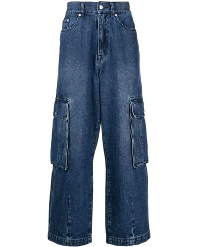 FIVE CM Elasticated-waistband Straight-leg Jeans - Blue