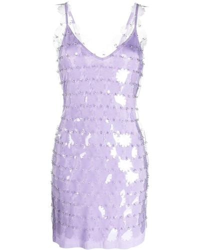 Rabanne Sequinned V-neck Mini Dress Purple