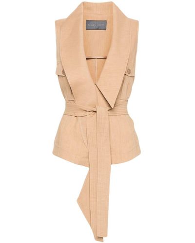 Alberta Ferretti Draped-panel-detail Gilet - Natural