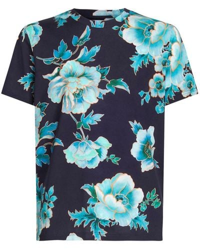 Etro T-shirt à fleurs imprimées - Bleu